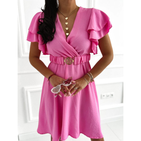 MUSLIN DRESS WITH BELT PINK