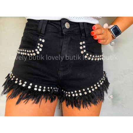DENIM SHORTS WITH CRYSTALS