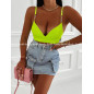 TOP PRĄŻEK PUSH UP Z ŁAŃCUSZKAMI ŻÓŁTY NEON