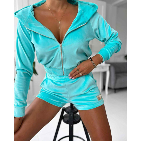 WELUROWY KOMPLET BLUZA I SPODENKI