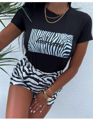 KOMPLET BAWEŁNIANY BLUZKA+SPODENKI ZEBRA