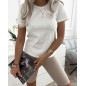 T-SHIRT Z OZDOBNYM NADRUKIEM BIAŁY