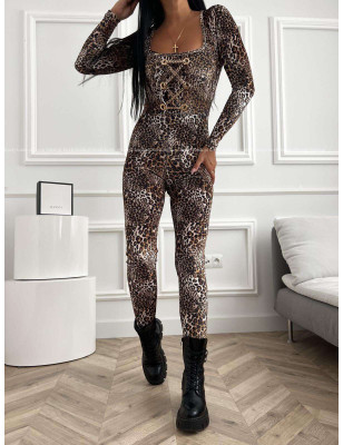 KOMBINEZON WELUROWY ŁAŃCUCH PANTERKA
