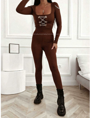 LEGGINSY Z ŁAŃCUSZKAMI CZEKOLADA