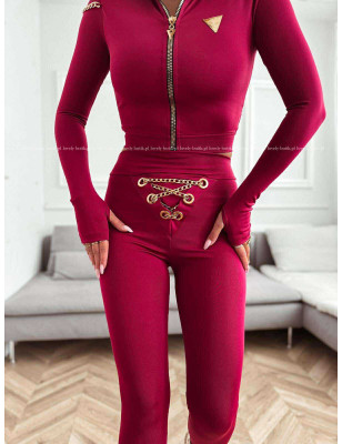 LEGGINSY Z ŁAŃCUSZKAMI BORDO