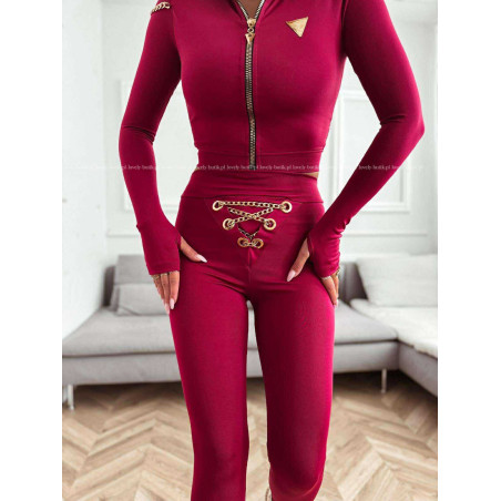 LEGGINSY Z ŁAŃCUSZKAMI BORDO