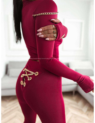 LEGGINSY Z ŁAŃCUSZKAMI BORDO