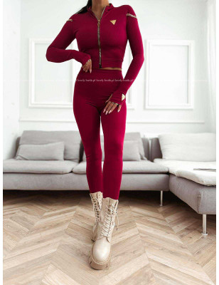 LEGGINSY Z ŁAŃCUSZKAMI BORDO