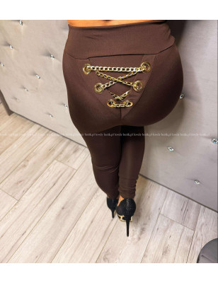 LEGGINSY Z ŁAŃCUSZKAMI CZEKOLADA