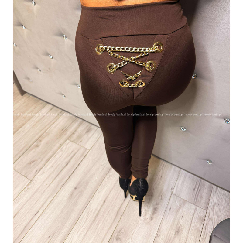 LEGGINSY Z ŁAŃCUSZKAMI CZEKOLADA LEGGINSY Z ŁAŃCUSZKAMI CZEKOLADA