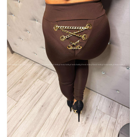 LEGGINSY Z ŁAŃCUSZKAMI CZEKOLADA