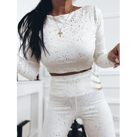 BLUZKA WELUROWA Z ŁAŃCUSZKAMI BIAŁA