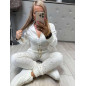 WELUROWY KOMPLET BLUZA + SPODNIE ZE ŚCIAGACZEM BIAŁY