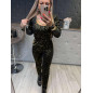 WELUROWY KOMPLET BLUZKA Z ŁAŃCUSZKIEM + LEGGINSY CZARNY