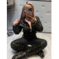 WELUROWY KOMPLET BLUZA ZE ŚCIĄGACZEM + LEGGINSY CZARNY