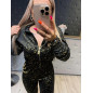 WELUROWY KOMPLET BLUZA ZE ŚCIĄGACZEM + LEGGINSY CZARNY