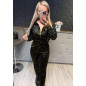 WELUROWY KOMPLET BLUZA ZE ŚCIĄGACZEM + LEGGINSY CZARNY