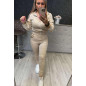 WELUROWY KOMPLET BLUZA ZE ŚCIĄGACZEM + LEGGINSY BEŻOWY
