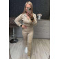 WELUROWY KOMPLET BLUZA ZE ŚCIĄGACZEM + LEGGINSY BEŻOWY