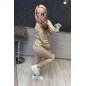 WELUROWY KOMPLET BLUZA ZE ŚCIĄGACZEM + LEGGINSY BEŻOWY