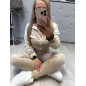 WELUROWY KOMPLET BLUZA ZE ŚCIĄGACZEM + LEGGINSY BEŻOWY