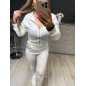 WELUROWY KOMPLET BLUZA ZE ŚCIĄGACZEM + LEGGINSY BIAŁY