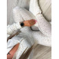WELUROWY KOMPLET BLUZA ZE ŚCIĄGACZEM + LEGGINSY BIAŁY
