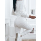 WELUROWY KOMPLET BLUZA + SPODNIE ZE ŚCIAGACZEM BIAŁY