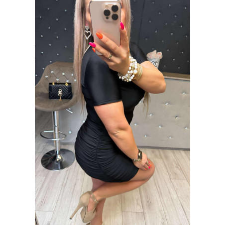 MODELUJĄCA SUKIENKA Z MARSZCZENIAMI LYCRA CZARNA