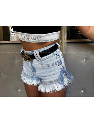 ELASTYCZNE SPODENKI Z WIĄZANIEM - 5 KG JASNY JEANS