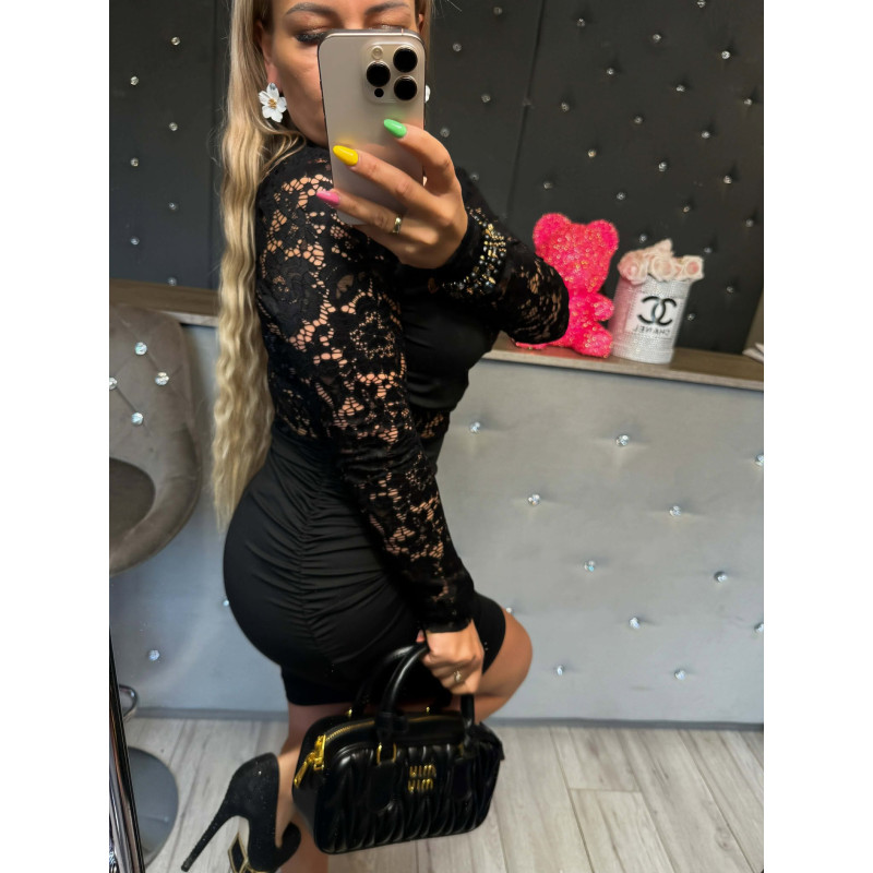 SUKIENKA LYCRA PUSH UP Z KORONKĄ CZARNA