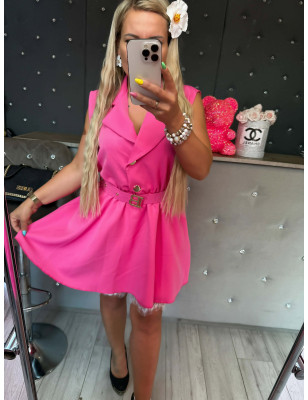 KOMBINEZON LYCRA Z KORONKĄ FUKSJA