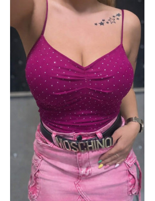 MODELUJĄCY TOP PRĄŻEK PUSH UP Z CYRKONIAMI FIOLET
