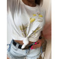 T-SHIRT BAWEŁNIANY Z NADRUKIEM ŻÓŁTYM