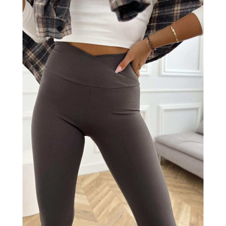 LEGGINSY WISKOZA Z ASYMETRYCZNYM PRZODEM RÓŻOWE, GRAFIT