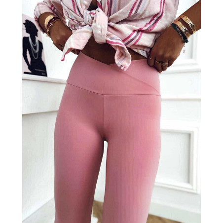 LEGGINSY WISKOZA Z ASYMETRYCZNYM PRZODEM RÓŻOWE, GRAFIT
