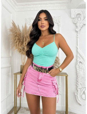 MODELUJĄCY TOP PRĄŻEK PUSH UP Z CYRKONIAMI MIĘTA