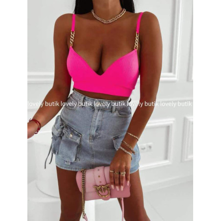 copy of RIBBED PUSH UP TOP WITH GOLDEN CHAINS