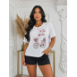 T-SHIRT BAWEŁNIANY Z NADRUKIEM RÓŻOWYM