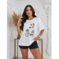 T-SHIRT BAWEŁNIANY Z NADRUKIEM BEŻOWYM