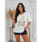 T-SHIRT BAWEŁNIANY Z NADRUKIEM ŻÓŁTYM