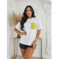 T-SHIRT BAWEŁNIANY Z KIESZONKĄ Z CYRKONIAMI ŻÓŁTY