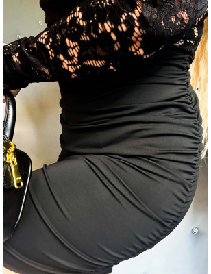 SUKIENKA LYCRA PUSH UP Z KORONKĄ CZARNA