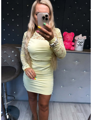 SUKIENKA LYCRA PUSH UP Z KORONKĄ ŻÓŁTA