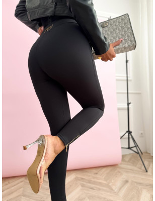 LEGGINSY LAURA ROSA Z ZAMKIEM NA NOGAWCE CZARNE