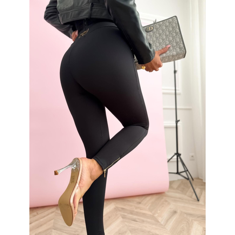 LEGGINSY LAURA ROSA Z ZAMKIEM NA NOGAWCE CZARNE