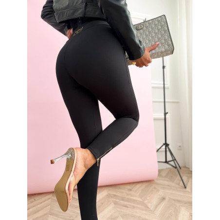 LEGGINSY LAURA ROSA Z ZAMKIEM NA NOGAWCE CZARNE