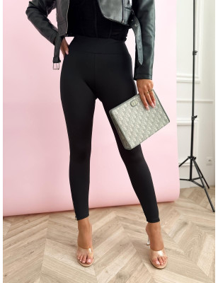 LEGGINSY LAURA ROSA Z ZAMKIEM NA NOGAWCE CZARNE