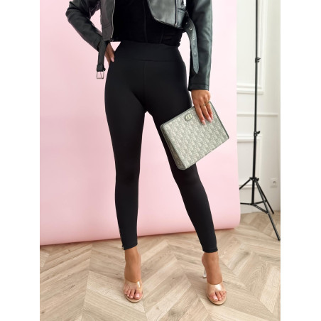 LEGGINSY LAURA ROSA Z ZAMKIEM NA NOGAWCE CZARNE