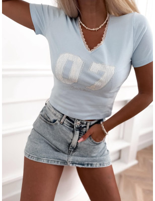 BLUZKA T-SHIRT KORONKOWY NAPIS 07
